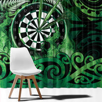 New Zealand Darts Window Curtain Maori Koru Dartboard Green Flame