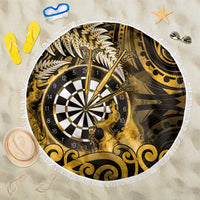 New Zealand Darts Beach Blanket Maori Koru Dartboard Gold Flame