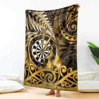 New Zealand Darts Blanket Maori Koru Dartboard Gold Flame