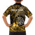 Personalised New Zealand Darts Family Matching Off The Shoulder Long Sleeve Dress and Hawaiian Shirt Maori Koru Dartboard Gold Flame