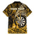 Personalised New Zealand Darts Family Matching Off The Shoulder Long Sleeve Dress and Hawaiian Shirt Maori Koru Dartboard Gold Flame