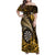 Personalised New Zealand Darts Family Matching Off Shoulder Maxi Dress and Hawaiian Shirt Maori Koru Dartboard Gold Flame