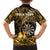 Personalised New Zealand Darts Family Matching Off Shoulder Short Dress and Hawaiian Shirt Maori Koru Dartboard Gold Flame