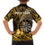 Personalised New Zealand Darts Family Matching Short Sleeve Bodycon Dress and Hawaiian Shirt Maori Koru Dartboard Gold Flame