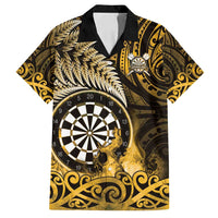 Personalised New Zealand Darts Family Matching Tank Maxi Dress and Hawaiian Shirt Maori Koru Dartboard Gold Flame
