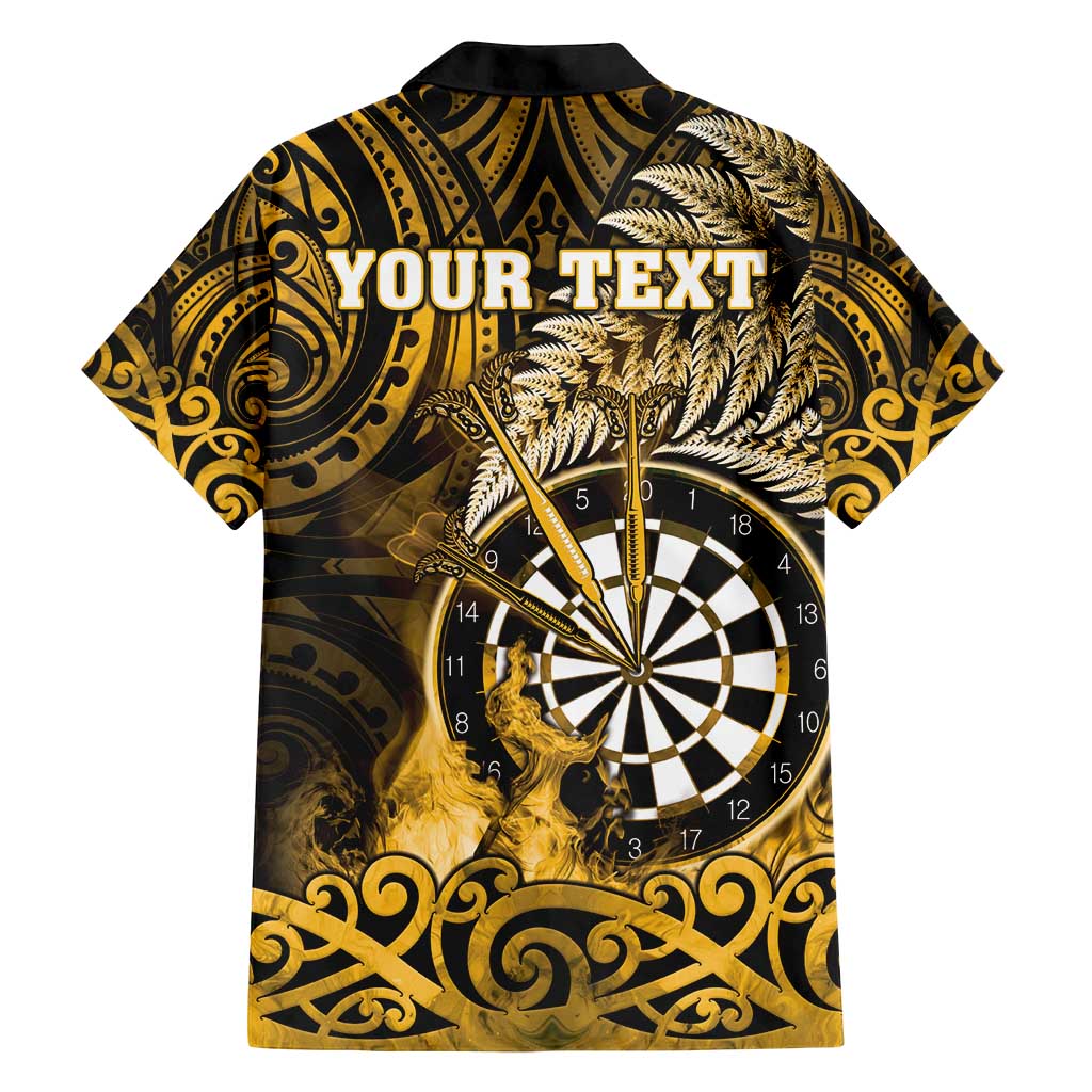 Personalised New Zealand Darts Family Matching Tank Maxi Dress and Hawaiian Shirt Maori Koru Dartboard Gold Flame