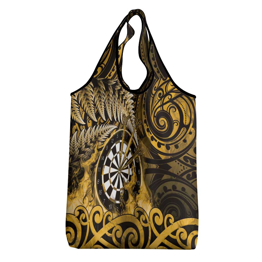 New Zealand Darts Grocery Bag Maori Koru Dartboard Gold Flame