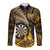 Personalised New Zealand Darts Long Sleeve Button Shirt Maori Koru Dartboard Gold Flame