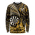 Personalised New Zealand Darts Long Sleeve Shirt Maori Koru Dartboard Gold Flame