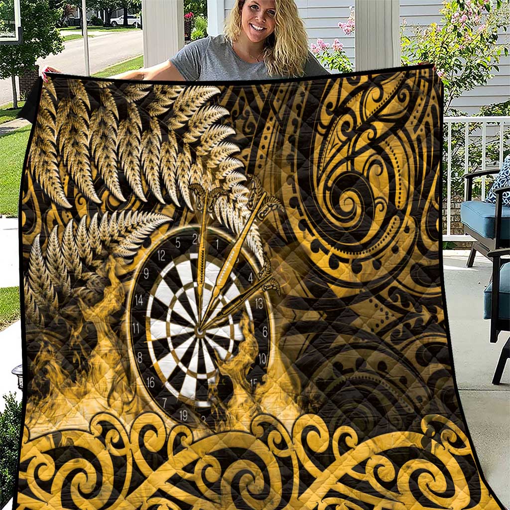 New Zealand Darts Quilt Maori Koru Dartboard Gold Flame