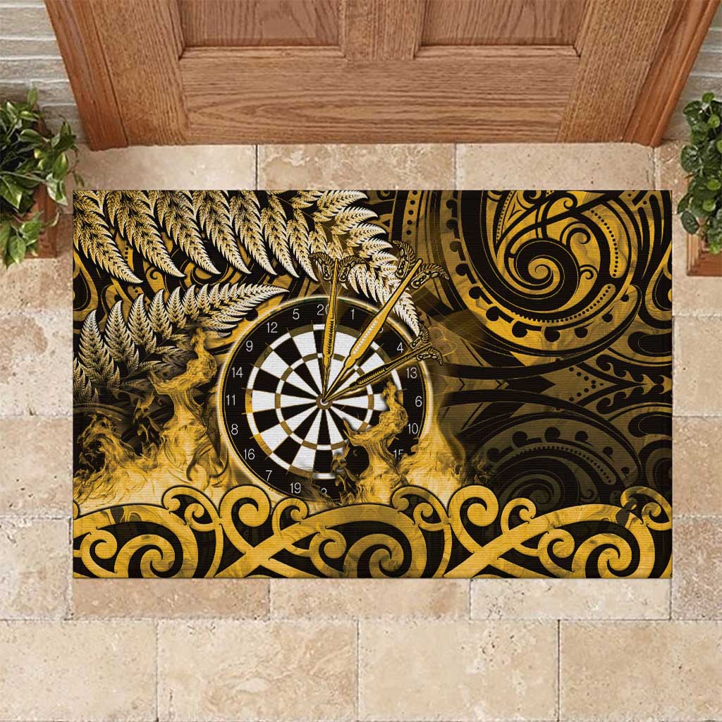 New Zealand Darts Rubber Doormat Maori Koru Dartboard Gold Flame