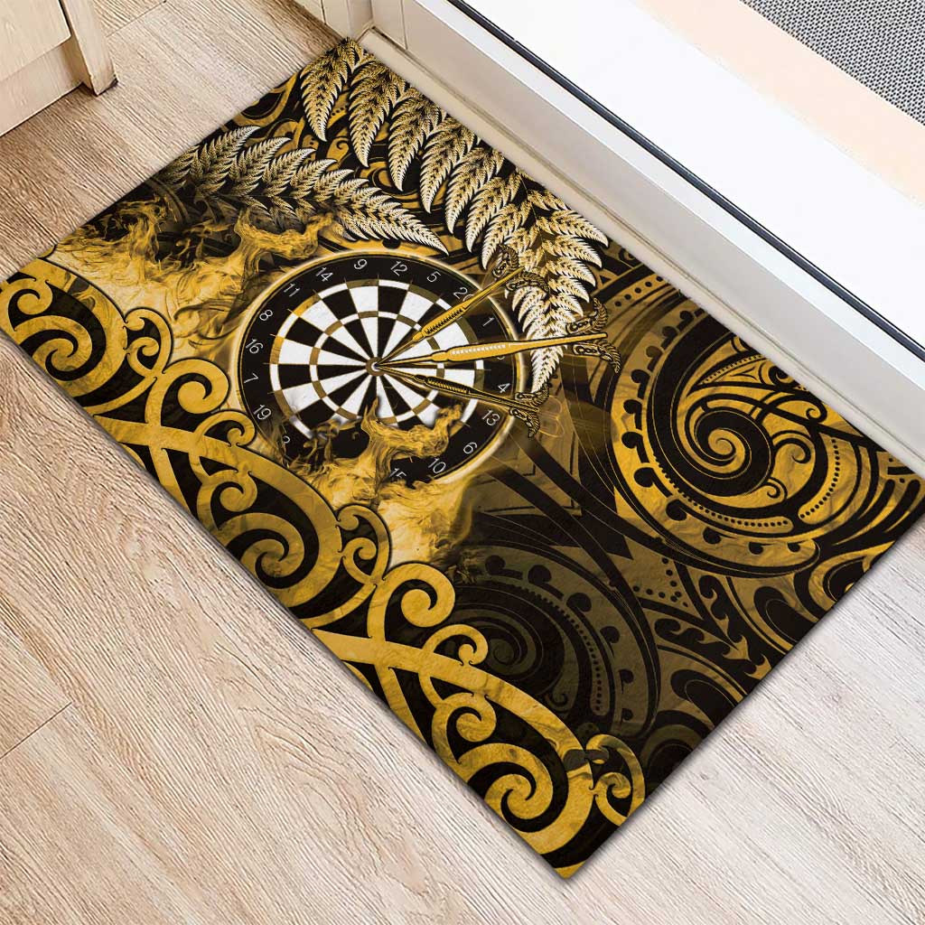 New Zealand Darts Rubber Doormat Maori Koru Dartboard Gold Flame