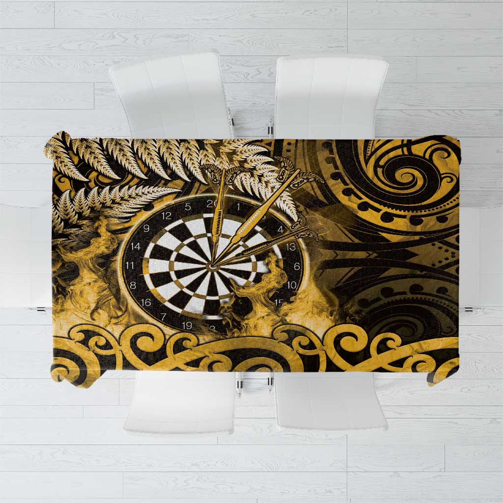 New Zealand Darts Tablecloth Maori Koru Dartboard Gold Flame