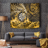 New Zealand Darts Tapestry Maori Koru Dartboard Gold Flame