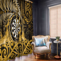 New Zealand Darts Window Curtain Maori Koru Dartboard Gold Flame