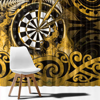 New Zealand Darts Window Curtain Maori Koru Dartboard Gold Flame