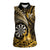 Personalised New Zealand Darts Women Sleeveless Polo Shirt Maori Koru Dartboard Gold Flame