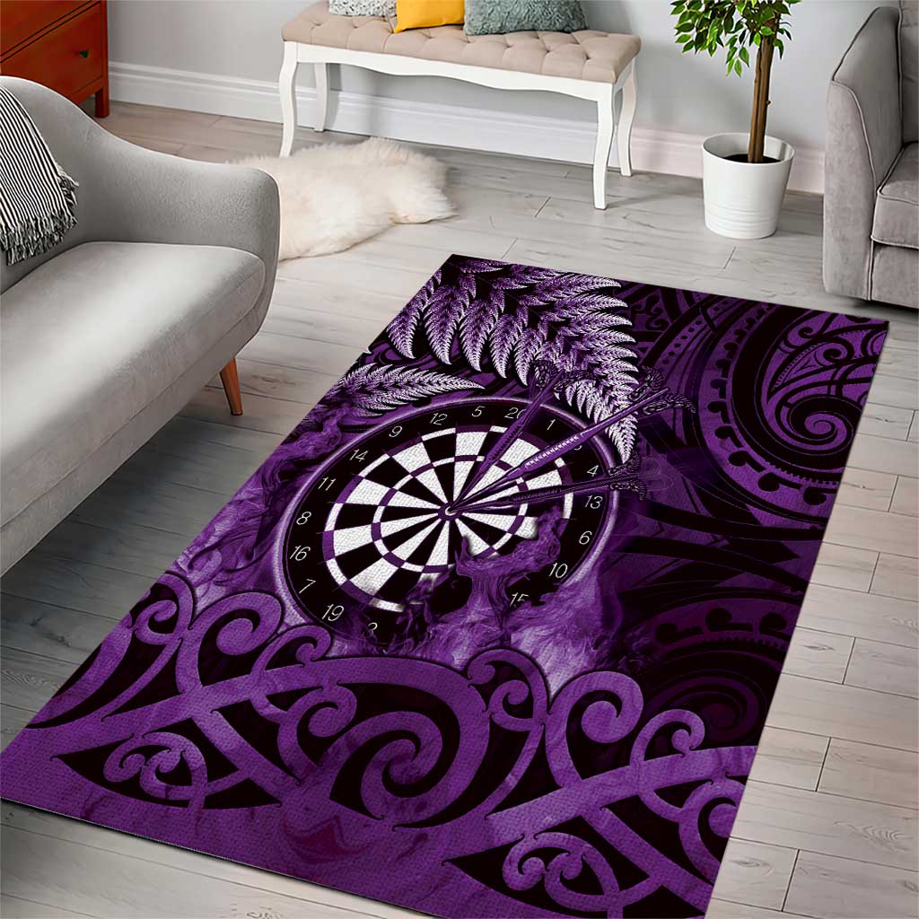 New Zealand Darts Area Rug Maori Koru Dartboard Purple Flame