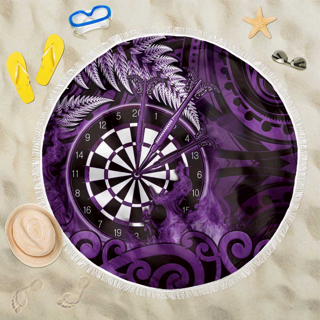 New Zealand Darts Beach Blanket Maori Koru Dartboard Purple Flame