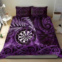New Zealand Darts Bedding Set Maori Koru Dartboard Purple Flame