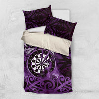 New Zealand Darts Bedding Set Maori Koru Dartboard Purple Flame