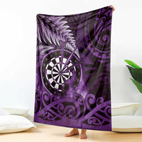 New Zealand Darts Blanket Maori Koru Dartboard Purple Flame