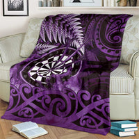 New Zealand Darts Blanket Maori Koru Dartboard Purple Flame