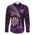 Personalised New Zealand Darts Family Matching Off The Shoulder Long Sleeve Dress and Hawaiian Shirt Maori Koru Dartboard Purple Flame