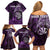 Personalised New Zealand Darts Family Matching Off Shoulder Short Dress and Hawaiian Shirt Maori Koru Dartboard Purple Flame