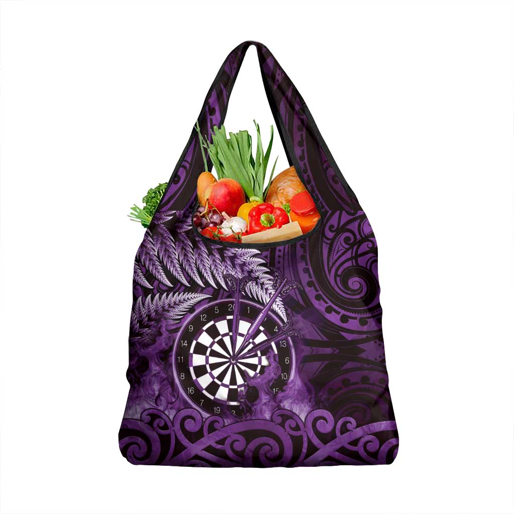 New Zealand Darts Grocery Bag Maori Koru Dartboard Purple Flame