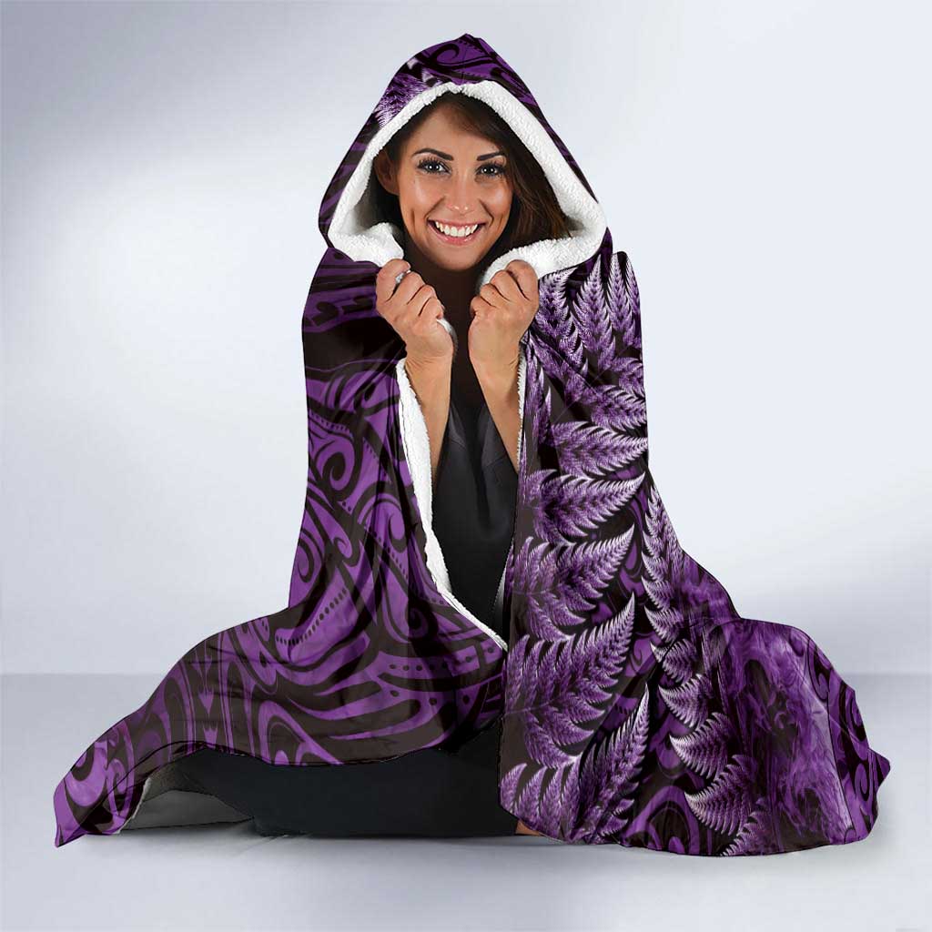 New Zealand Darts Hooded Blanket Maori Koru Dartboard Purple Flame