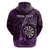 Personalised New Zealand Darts Hoodie Maori Koru Dartboard Purple Flame