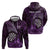 Personalised New Zealand Darts Hoodie Maori Koru Dartboard Purple Flame