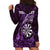 Personalised New Zealand Darts Hoodie Dress Maori Koru Dartboard Purple Flame