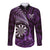 Personalised New Zealand Darts Long Sleeve Button Shirt Maori Koru Dartboard Purple Flame