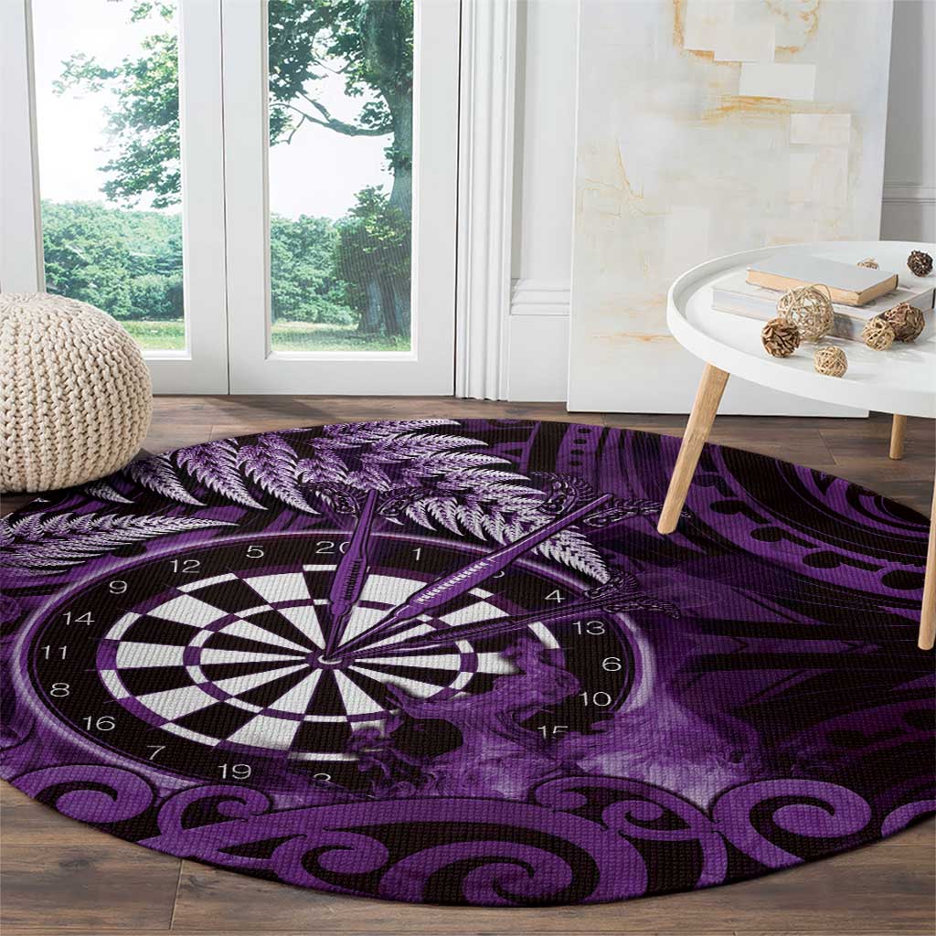 New Zealand Darts Round Carpet Maori Koru Dartboard Purple Flame