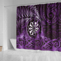 New Zealand Darts Shower Curtain Maori Koru Dartboard Purple Flame