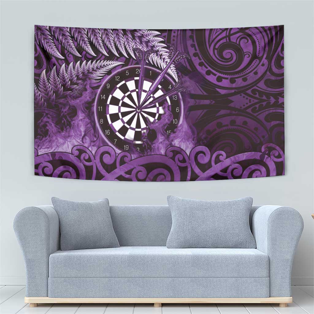 New Zealand Darts Tapestry Maori Koru Dartboard Purple Flame