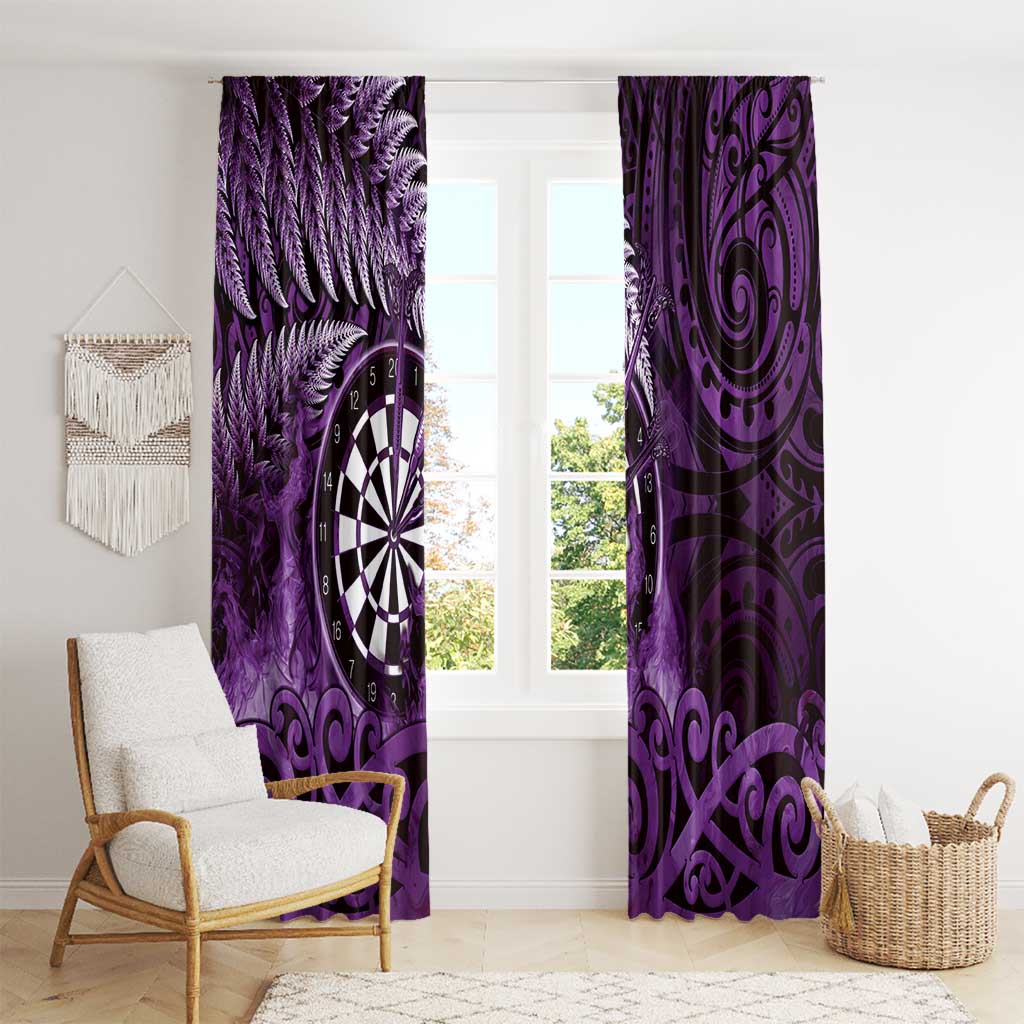 New Zealand Darts Window Curtain Maori Koru Dartboard Purple Flame