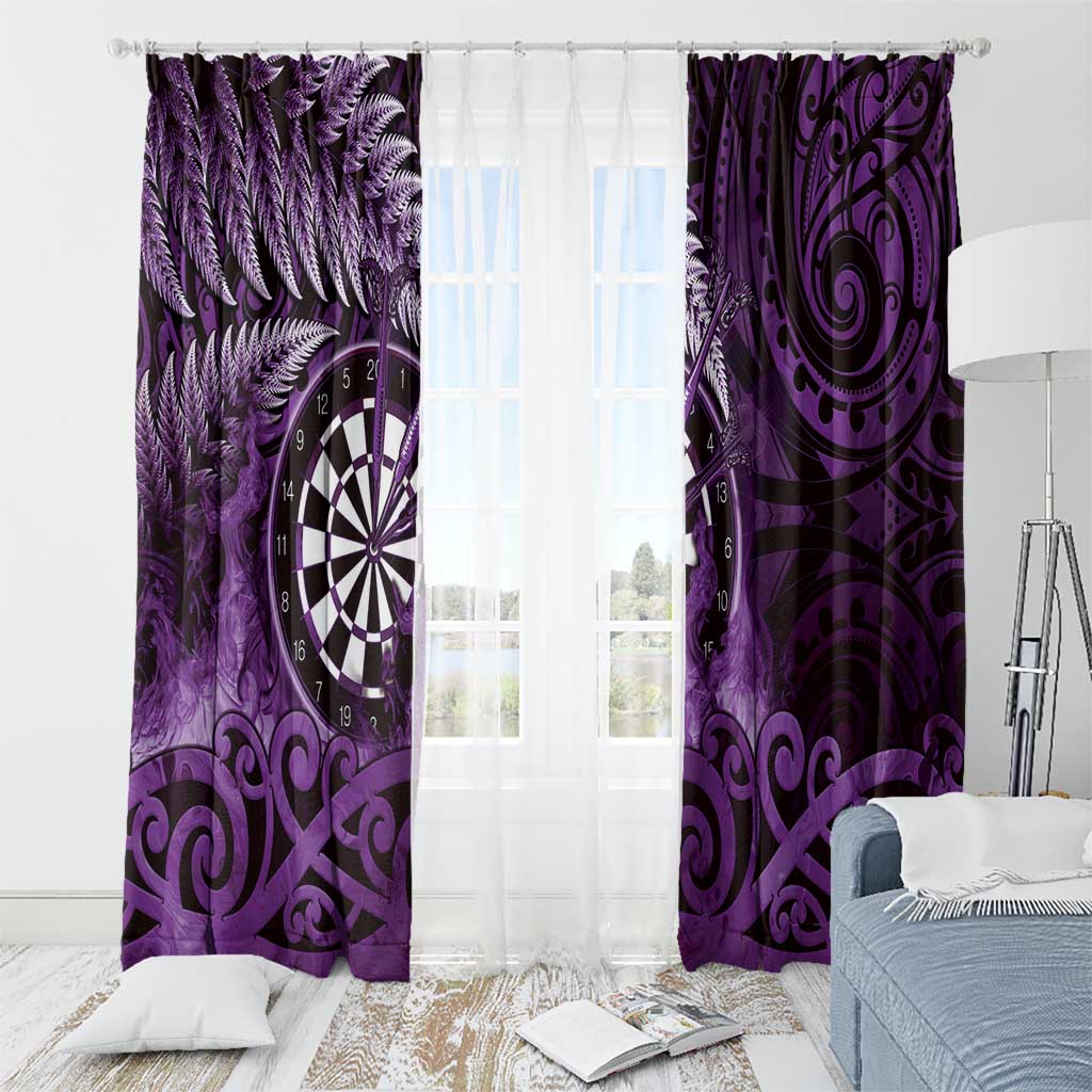 New Zealand Darts Window Curtain Maori Koru Dartboard Purple Flame