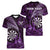 Personalised New Zealand Darts Women V-Neck T-Shirt Maori Koru Dartboard Purple Flame