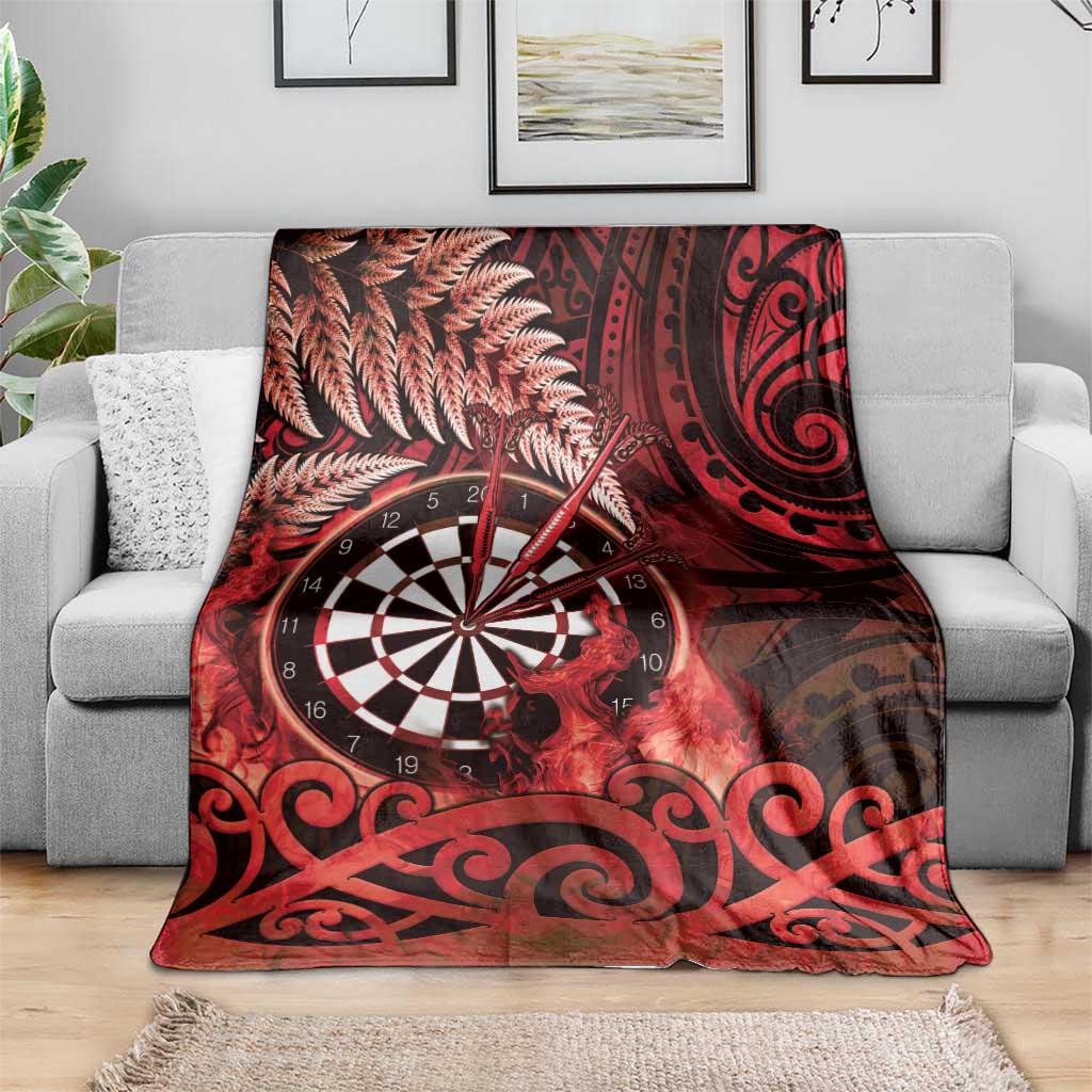 New Zealand Darts Blanket Maori Koru Dartboard Red Flame