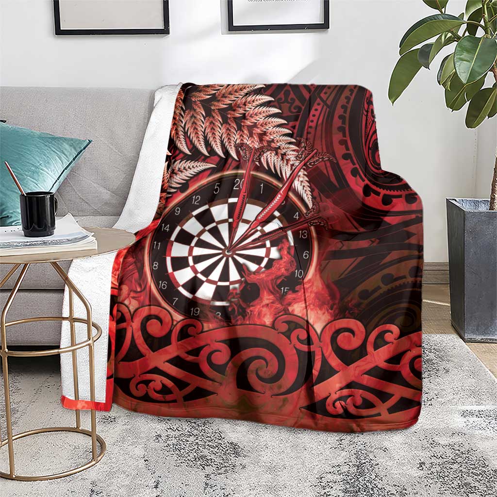 New Zealand Darts Blanket Maori Koru Dartboard Red Flame