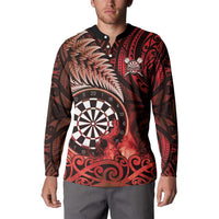 Personalised New Zealand Darts Button Sweatshirt Maori Koru Dartboard Red Flame