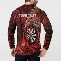 Personalised New Zealand Darts Button Sweatshirt Maori Koru Dartboard Red Flame