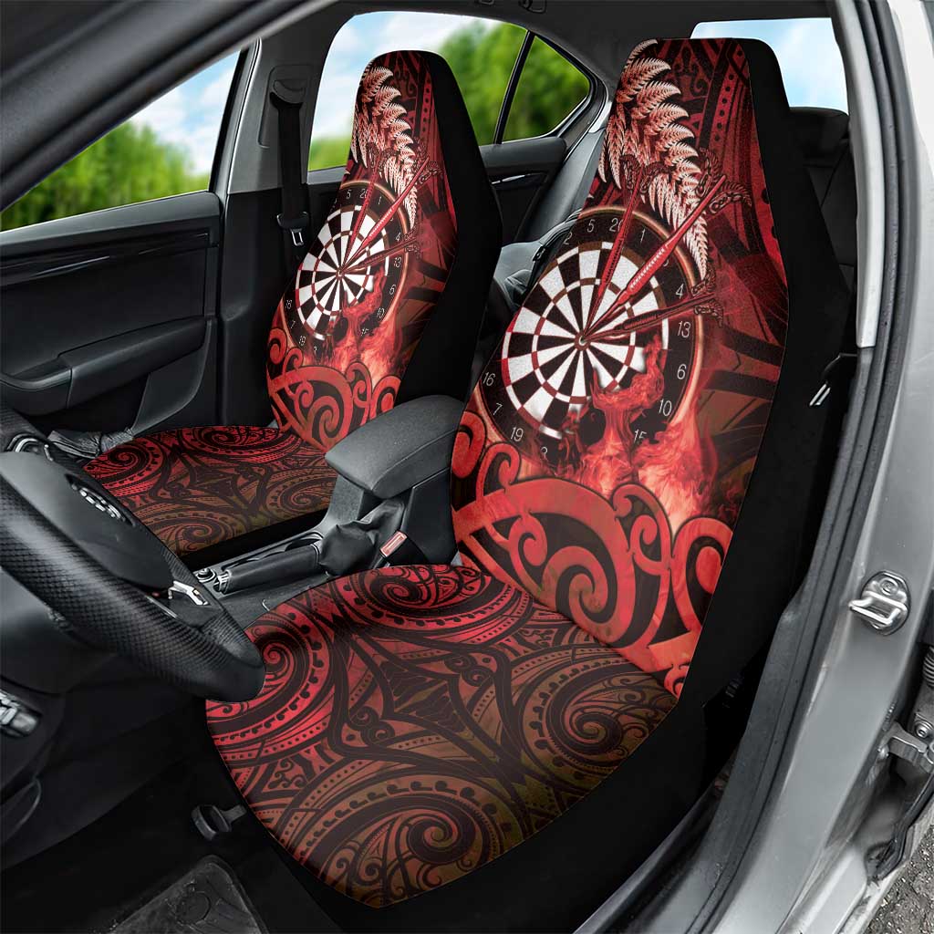 New Zealand Darts Car Seat Cover Maori Koru Dartboard Red Flame