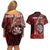 Personalised New Zealand Darts Couples Matching Off Shoulder Short Dress and Hawaiian Shirt Maori Koru Dartboard Red Flame