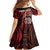 Personalised New Zealand Darts Family Matching Off The Shoulder Long Sleeve Dress and Hawaiian Shirt Maori Koru Dartboard Red Flame