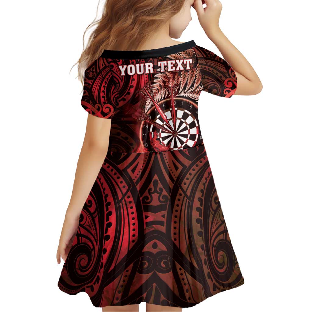 Personalised New Zealand Darts Family Matching Off Shoulder Maxi Dress and Hawaiian Shirt Maori Koru Dartboard Red Flame