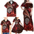 Personalised New Zealand Darts Family Matching Off Shoulder Maxi Dress and Hawaiian Shirt Maori Koru Dartboard Red Flame